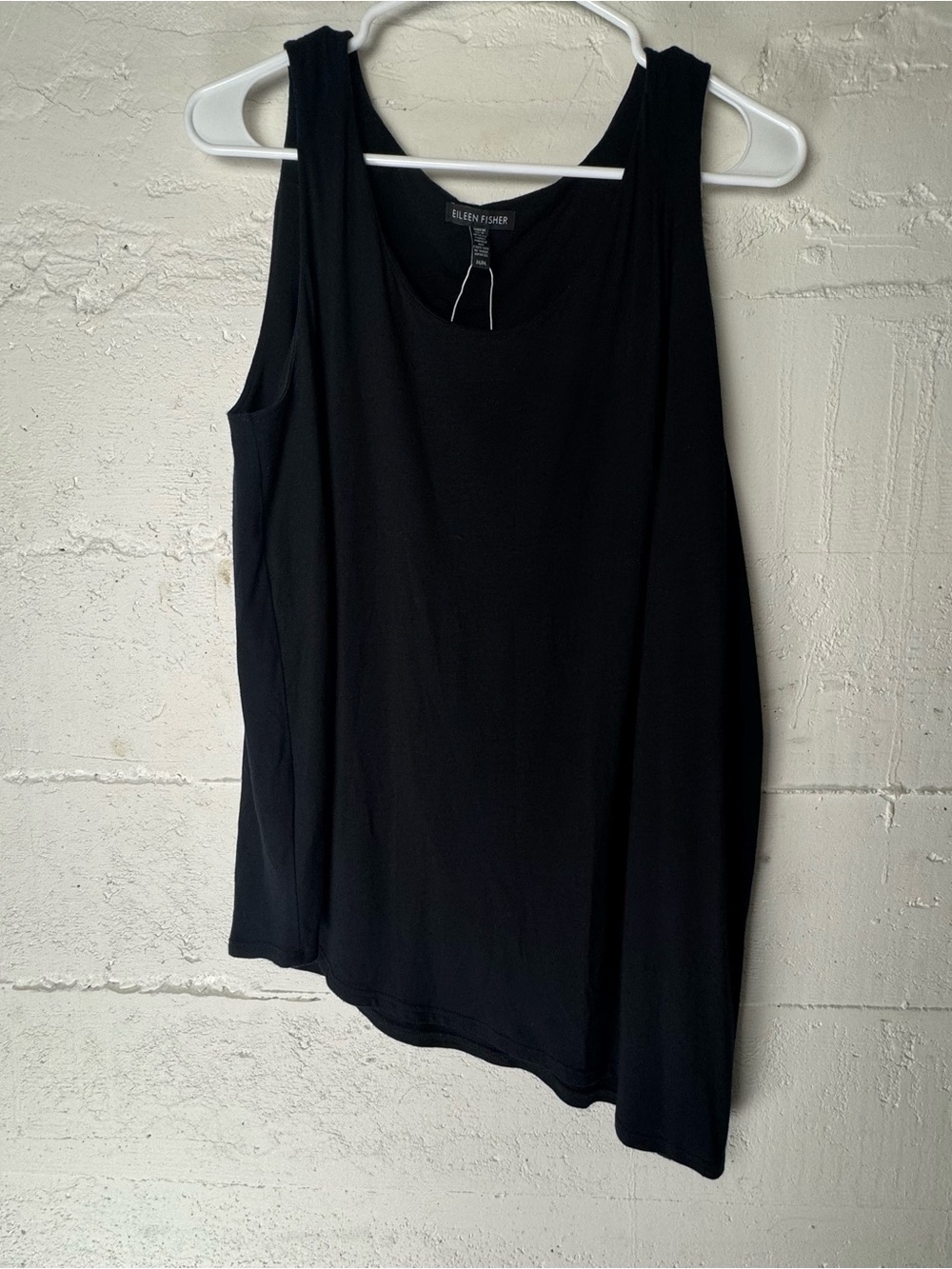 Eileen Fisher black asymmetrical Sleeveless‎ Lightweight Viscose Jersey Tank M